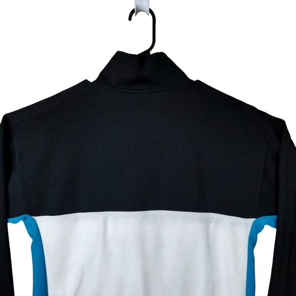 DKNY Sport 1/4 Zip Pullover Sweatshirt Women L Colorblock‎ Black White Blue LOGO - Picture 11 of 12